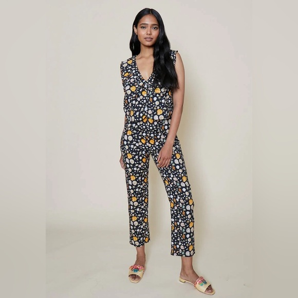 Rachel Antonoff Birdie Slim Straight Black Seashell Print Cigarette Pants 0 EUC - Picture 1 of 13